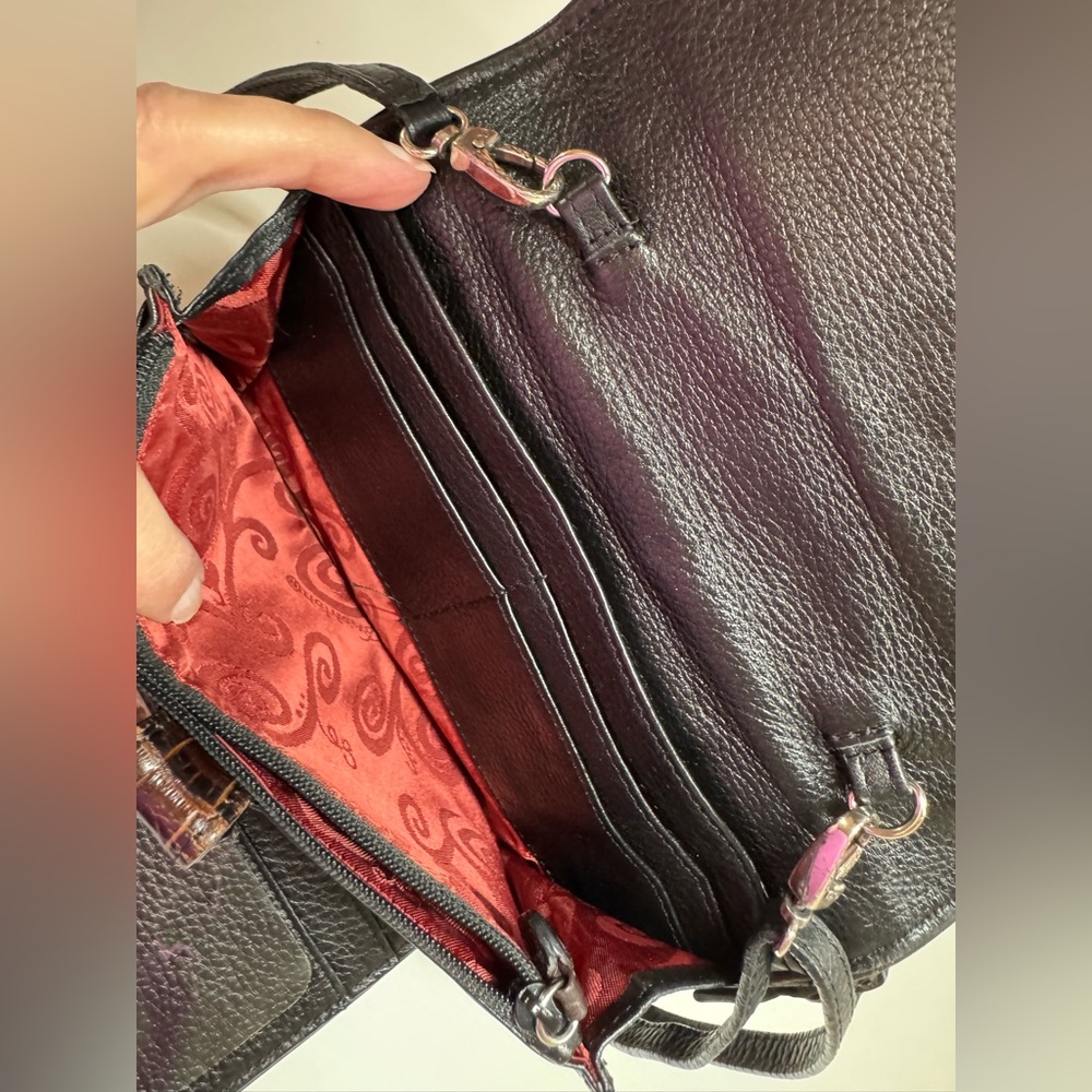 Brighton Nepal Organizer Pebble Italian Crocodile Embossed Leather Crossbody Bag - Picture 9 of 16